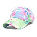 Detail of multi-color tie-dye patterns on cotton baseball cap with curved brim design - Multicolor Pastel Tie-Dye (5#)
