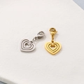 Colgantes de corazón minimalistas en acero dorado y plateado con cierre de mosquetón - Estilo de Corazón Hueco Multicapa (C Style) / Dorado