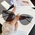 Cat-eye sunglasses with gold metal frame and dark grey lenses for a high-end look - Gold Frame Black Grey