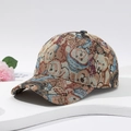 Retro-Baseballkappe mit niedlichem Cartoon-Bär-Jacquard-Muster in Braun und Blau - M (56-58cm) / Cartoon Bär