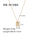 Detail view of gold checkered pendant with dimensions 1cm x 0.3cm and 45cm chain length - 18K Gold / Gold Checkerboard (NB-N1080)