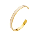 Goudvergulde C-vormige roestvrijstalen armband met gladde crème emaille inleg voor dames - Goud + Beige Dames