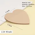 Wasserdichte herzförmige PET-Haftnotizen in Khaki, 7,5x7,5 cm, lichtdurchlässige Klebezettel - Khakifarbenes Herz 50 Blatt