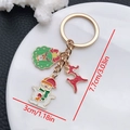 Llavero navideño con muñeco de nieve y reno dorado, mide 7,7 cm de altura - ER812-Esmalte Navidad Muñeco de Nieve Reno Llavero