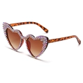 Vintage heart-shaped sunglasses with colorful rhinestones and leopard print frames - Tortoise with Rhinestones
