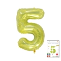 Lime green number 5 foil balloon with metallic luster for party decoration events - 40-inch Jelly Yellow 5 With Paper Card