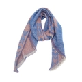 Sciarpa a quadri blu e rosa in filato boucle con frange e trama di tessuto a maglia - Blu