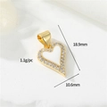 14K gold heart pendant with white shell center and cubic zirconia pave, 18.9mm size - 12716 White Heart