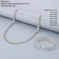 Polished silver stainless steel paperclip necklace and bracelet set in 8mm width - Bracelet 20CM / 8mm Steel Color/Silver