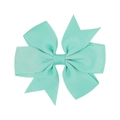 Handmade mint green grosgrain ribbon hair bow clip for girls with ribbed texture - Mint Green
