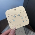 Detail of seven pairs of assorted studs featuring pearls and crystals for a weekly set - 17# Blue Tone (14 Pairs)