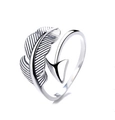 Adjustable silver feather ring with a sharp arrowhead detail in a minimalist hip hop style - Adjustable Open / 925 Silver / Style YJ153/A (Feather and Arrow Design)