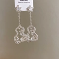 Elegante silberne Blumen- und hohle Kürbis-Ohrringe mit funkelnden Zirkonkristallen - Silber (S925 Silber Nadel)
