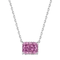 Collier élégant en argent S925 avec pendentif en zircone rose taille émeraude raffiné - Collier / Or Blanc Avec Zircon Violet