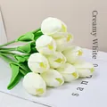 Zehn Stück künstliche Mini-Tulpen in Cremeweiß für elegante Heimdekoration Floristik - Creme