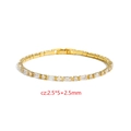 Elegant gold bracelet featuring rectangular and round cubic zirconia with folding clasp - Gold (53)