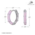Detailed size specifications for pink enamel S925 sterling silver hoop earrings - White Gold Plated 925 Silver - Light Pink