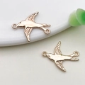 Golden swallow vintage zinc alloy charm pendants for DIY necklaces and bracelets - 1pc Bird Double Hole Connector 20x17mm
