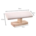 Beige velvet jewelry display stand with solid wood base for rings and studs - Wooden Bracelet Stand Beige