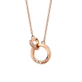 Rose gold interlocking heart and circle pendant necklace with Ti amo engraving - Rose Gold Double-ring Heart Necklace Xl-73 [with Cross Chain]