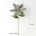 Grey-green artificial Christmas flower with silver glitter edges and detailed stamens - Grey Green