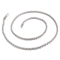 Polished stainless steel rope chain necklace with a unique cylindrical clasp on white background - Silver Rope Chain Style (KN91173-KFC)