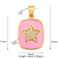 Detailed dimension view of gold star pendant with pink enamel and micro-pave zircons - Pink Enamel Pentagram (L616517-Pink)