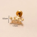 Golden flower cartilage stud earring with five clear cubic zirconia stones and 16G bar - Gold 3# Arc Stones