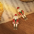 Nutcracker soldier earrings featuring red and green enamel on high-quality alloy metal - Red Green Vintage