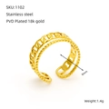 Detail der 18K vergoldeten Edelstahl Ring mit Gliederkette und Perlenstruktur Design - Doppellagiger Offener Stil (1102)