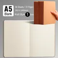 A5 Kraft paper notebook with 72 blank pages and minimalist stitched binding style - Blank / Kraft Color / A5 (203x140mm)