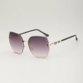 Lunettes de soleil géométriques sans monture, verres dégradés violets et détails chaîne - E01 Y-2 / Gris Dégradé