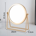 Nordic round desk mirror with gold metal frame and stand, 21.5cm height and 20cm width - Stand Mirror / 21.5*20*5.5cm / Gold