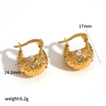 Orecchini a cerchio croissant dorati con zirconi incastonati e texture lucida - Stile Croissant con Strass (TE60592)