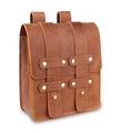 Macro detail of brown leather phone holster with vintage studs and belt loops - Large / Yellow Brown