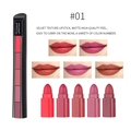 Vue détaillée du lot de 5 rouges à lèvres mats velours avec nuancier et étui chic - 01# Série Rouge