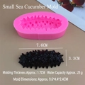 Detailed view of small sea cucumber silicone mold with precise dimensions and sample - Small Sea Cucumber Mold-Pink