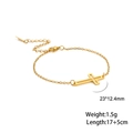 Polished gold stainless steel cross pendant bracelet with adjustable link chain - Gold