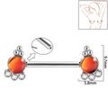 Orange sunflower nipple ring in silver stainless steel with sparkling clear zircons - 1.6x14mm (Threadless) / Style 8-Purple Glitter