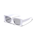 Gafas de sol cuadradas blancas modernas con lentes oscuras y remaches dorados - Montura Blanca Lente Gris