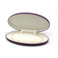 Elegant purple oval faux leather jewelry box containing a classic pearl necklace - Purple Necklace Box
