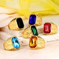 Bagues maçonniques pour hommes en acier doré serties de grandes pierres précieuses - US 11 / Or Zirconium Rouge