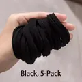 Hochelastische dicke schwarze Haargummis im 5er Set für Frisuren und Styling von Damen - Gerippte Schwarze (5 Stück/Packung)