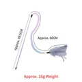 Pet wand toy with a 49.5cm clear stick, colorful flexible tube and gray feathers - Grey Feather Gradient Tube Wand