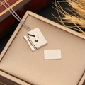 Silver envelope necklace with opening pendant and I love you card on a jewelry box - LOVE Lettering / Silver