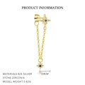 Elegant 925 sterling silver star stud earring with gold plating and blue zirconia stones - Octagonal Star Style (E4885)
