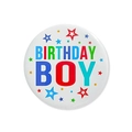 Colorful Birthday Boy round badge with vibrant stars decoration for kids party - Birthday Boy / 58mm