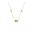 Golden sterling silver necklace featuring rainbow zircon rings and clear crystals - Gold Plated Copper / Gold