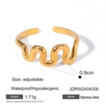 Anillo abierto ondulado resistente al agua de acero inoxidable chapado en oro 18k - Estilo Abierto Ondulado (JDRW2404006) / Dorado