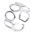 Detailansicht silberner geometrischer hohler Ring mit verstellbarem Design im Minimal-Stil - Einstellbar Offen / Silber